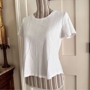 Ruby Rd Thick Knit 100% Cotton Tee Hi-Low Round Hem sz Large Petite 1x1 Boxy